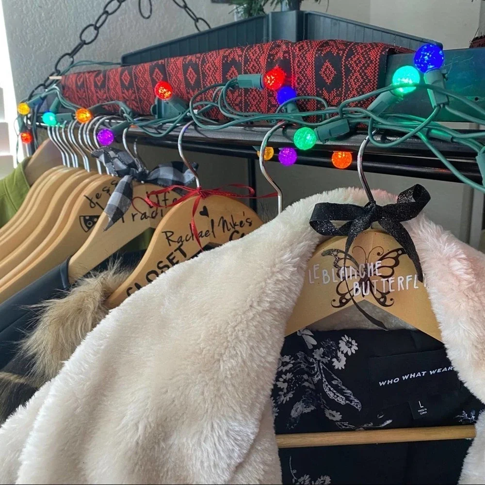 Personalized Branding 2 Wood Hangers w/ Closet or IG Handle Logo